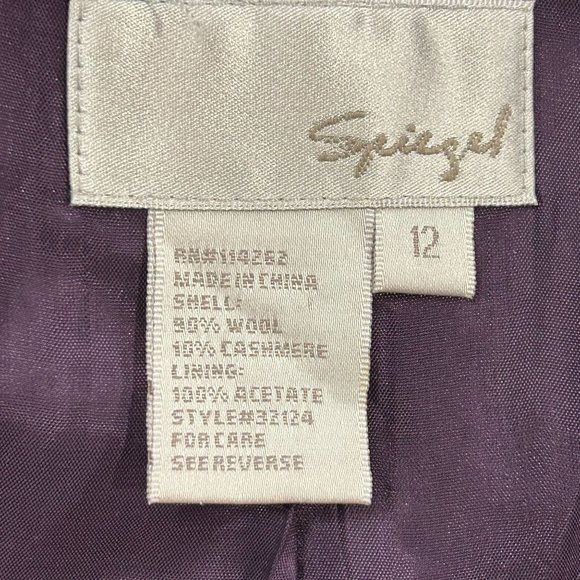 Spiegel Women's Blazer Size 12 Purple Wool / Cashmere 2 Button #BH - Picture 2 of 5